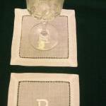 Personalized Bar Napkins - White Embroidered..