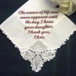 Wedding Handkerchief From The Groom To Mother Of..