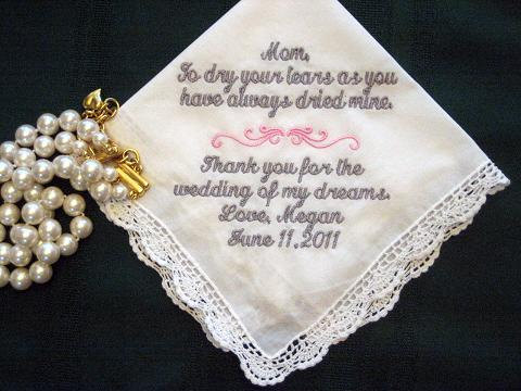 Personalized Wedding Handkerchief From Bride To Her Mother 116s