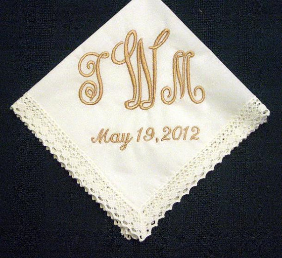 Personalized Wedding Gift - Wedding Hankerchief -bridal Handkerchief In Ivory With Gift Box