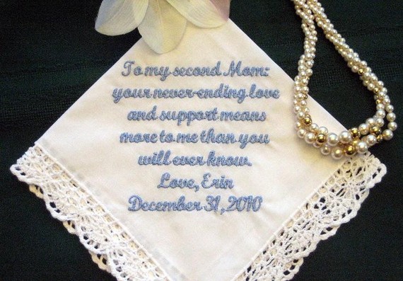 Personalized Wedding Hankerchief For Stepmother Or Other Special Someone With Gift Box 114s