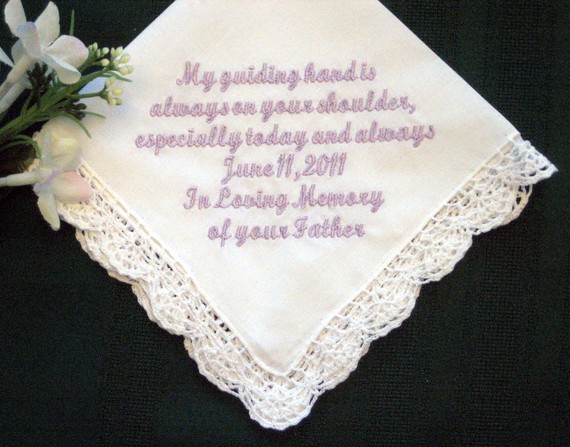 Personalized Wedding Gift-wedding Handkerchief In Fathers Memory With Gift Box 45s