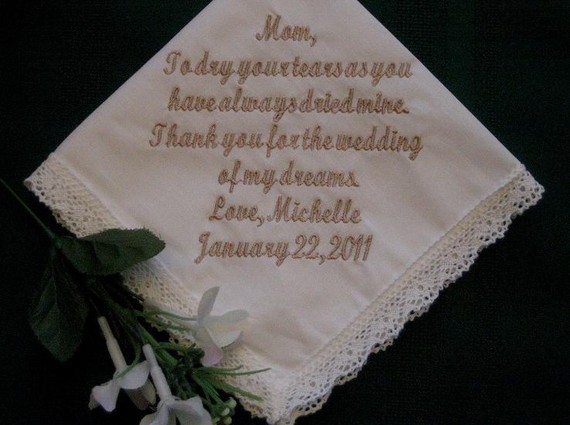 Personalized Wedding Gift -- Bridal Ivory Wedding Handkerchief With Gift Box 9s