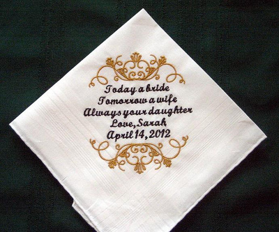 Personalized Wedding Handkerchief For Father Of The Bride 126s With Gift Box