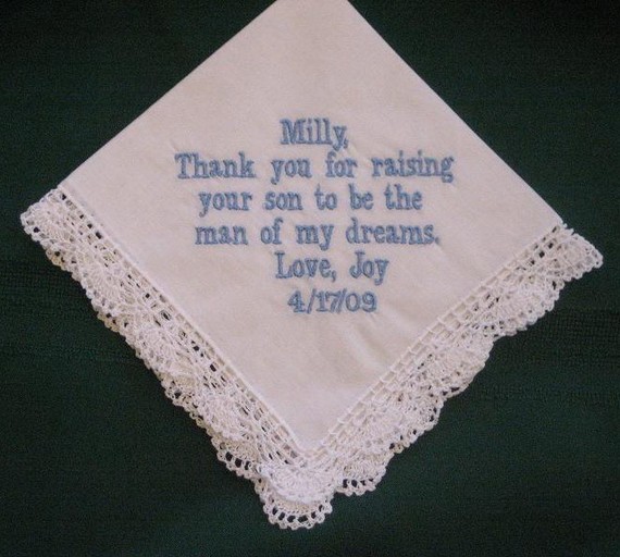 Personalized Wedding Gift- Wedding Handkerchief For Mother Of The Groom With Gift Box 87b