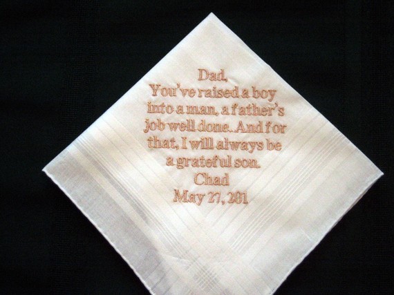 Personalized Wedding Gift-wedding Handkerchief From Groom To His Father 13b