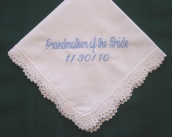 Personalized Wedding Gift - Wedding Bridal Handkerchief For The Grandmother With Gift Box 82s