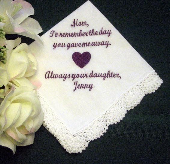 Personalized Wedding Gift -- Wedding Handkerchief For Mother Of The Bride With Gift Box 95s