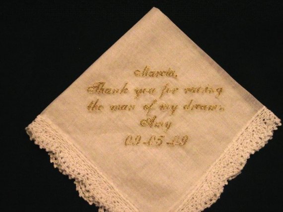 Wedding Hanky With Gold Metalic Thread Style Number 2