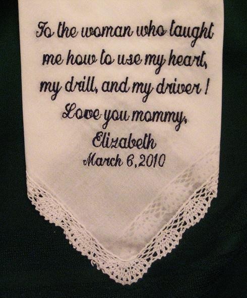 Personalized Wedding Gift - Wedding Handkerchief For Mother Of The Bride With Gift Box 23s