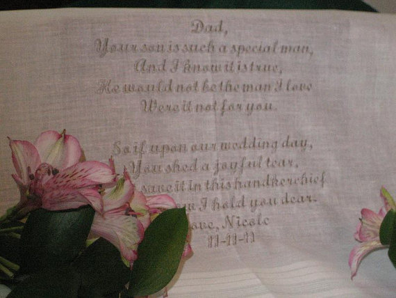 Wedding Handkerchief - Bride To Father Of The Groom 111s